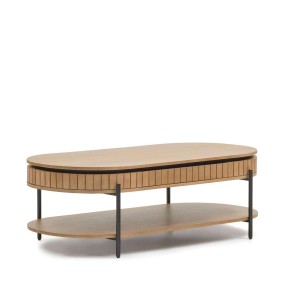 Mesa de centro Licia 1 cajón 130 x 65 cm mango/metal negro - Kave Home. T0500007MM46. Vackart, tu tienda de diseño