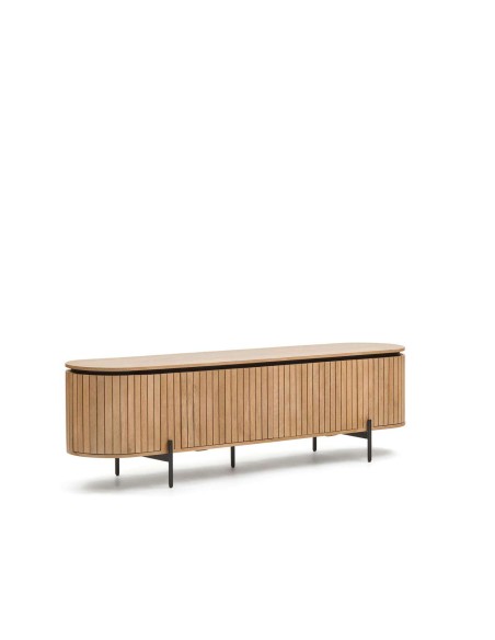 Mueble TV LICIA 4 puertas 200 x 55 cm mango/metal negro  - Kave Home