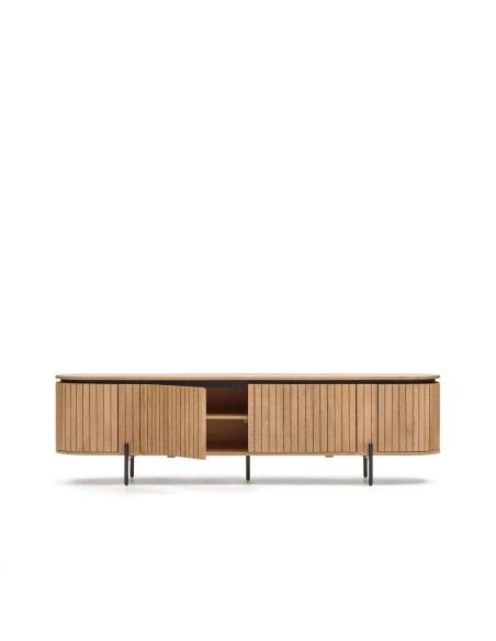 Mueble TV LICIA 4 puertas 200 x 55 cm mango/metal negro  - Kave Home