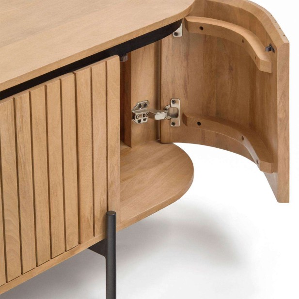 Mueble TV LICIA 4 puertas 200 x 55 cm mango/metal negro  - Kave Home