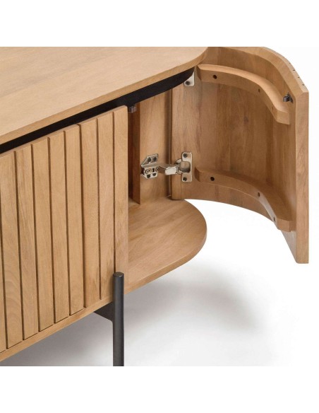 Mueble TV LICIA 4 puertas 200 x 55 cm mango/metal negro  - Kave Home