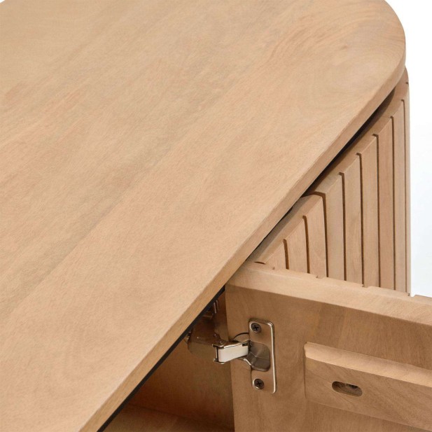 Mueble TV LICIA 4 puertas 200 x 55 cm mango/metal negro  - Kave Home