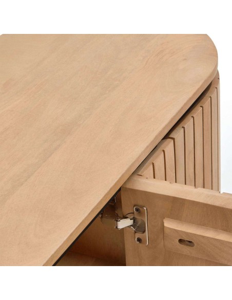 Mueble TV LICIA 4 puertas 200 x 55 cm mango/metal negro  - Kave Home