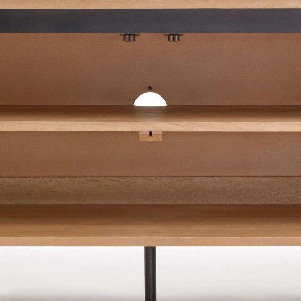 Mueble TV LICIA 4 puertas 200 x 55 cm mango/metal negro  - Kave Home