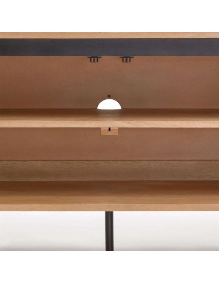 Mueble TV LICIA 4 puertas 200 x 55 cm mango/metal negro  - Kave Home