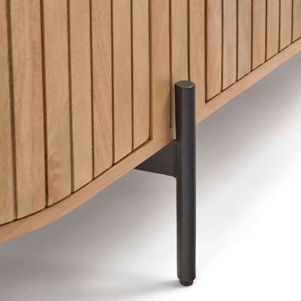 Mueble TV LICIA 4 puertas 200 x 55 cm mango/metal negro  - Kave Home