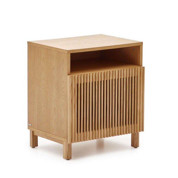 Mesita de noche Beyla madera fresno/chapa roble 53 x 62 cm - Kave Home