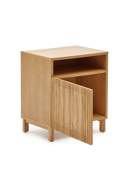 Mesita de noche Beyla madera fresno/chapa roble 53 x 62 cm - Kave Home