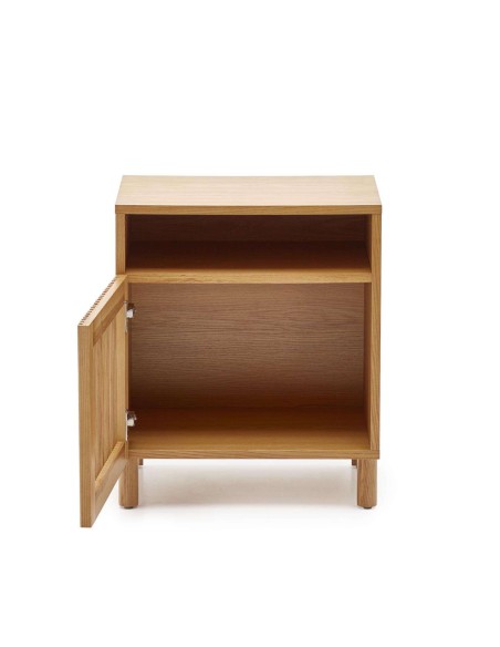 Mesita de noche Beyla madera fresno/chapa roble 53 x 62 cm - Kave Home