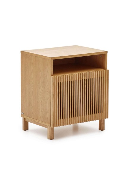Mesita de noche Beyla madera fresno/chapa roble 53 x 62 cm - Kave Home