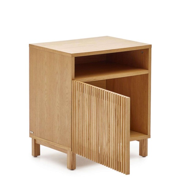 Mesita de noche Beyla madera fresno/chapa roble 53 x 62 cm - Kave Home