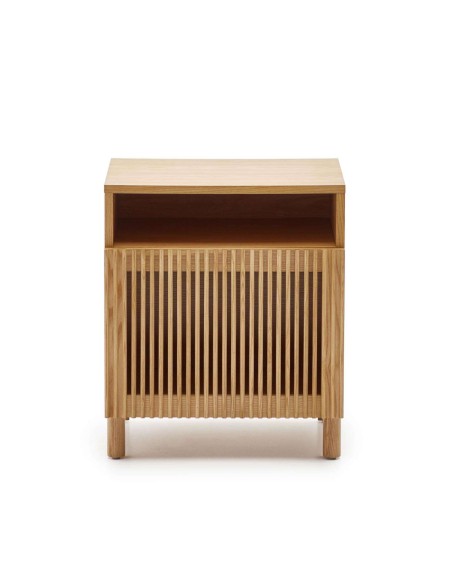 Mesita de noche Beyla madera fresno/chapa roble 53 x 62 cm - Kave Home