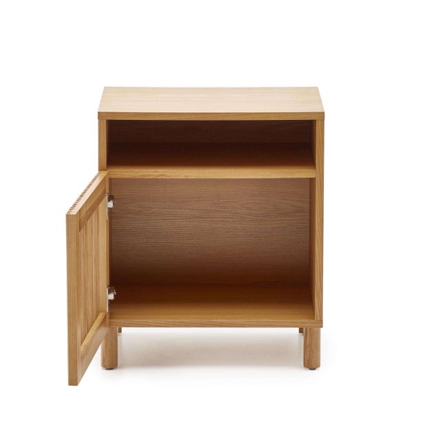 Mesita de noche Beyla madera fresno/chapa roble 53 x 62 cm - Kave Home