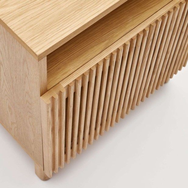 Mesita de noche Beyla madera fresno/chapa roble 53 x 62 cm - Kave Home