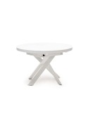 Mesa extensible redonda VASHTI Ø120(160)x120cm cristal, MDF/acero blanco - Kave Home