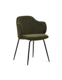 Silla Suanna pana gruesa verde/patas negro - Kave Home