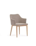 Silla Croft chenilla marrón/patas fresno - Kave Home