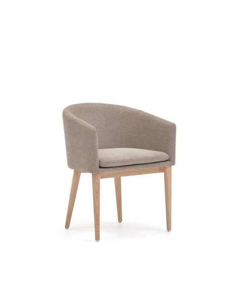 Silla Harlan chenilla marrón/patas fresno - Kave Home