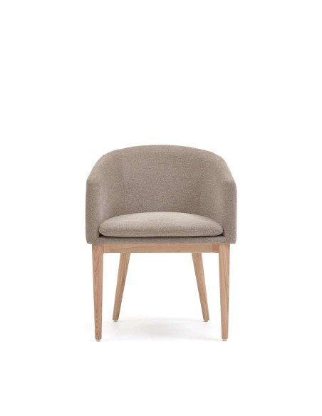 Silla Harlan chenilla marrón/patas fresno - Kave Home