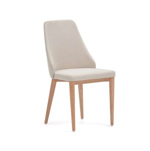 Silla Rosie chenilla beige/patas fresno natural - Kave Home. CC0079KY12. Vackart, tu tienda de diseño