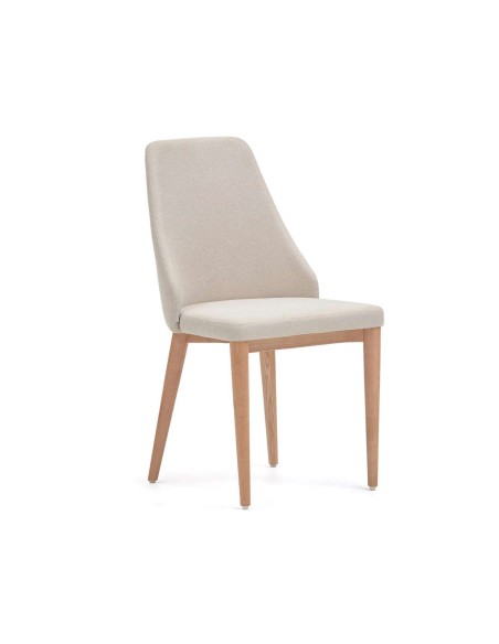 Silla Rosie chenilla beige/patas fresno natural - Kave Home