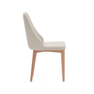 Silla Rosie chenilla beige/patas fresno natural - Kave Home 2