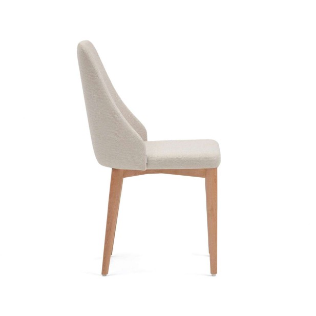 Silla Rosie chenilla beige/patas fresno natural - Kave Home