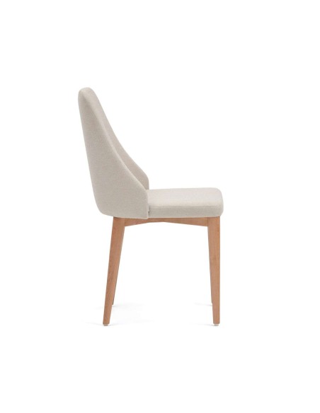 Silla Rosie chenilla beige/patas fresno natural - Kave Home