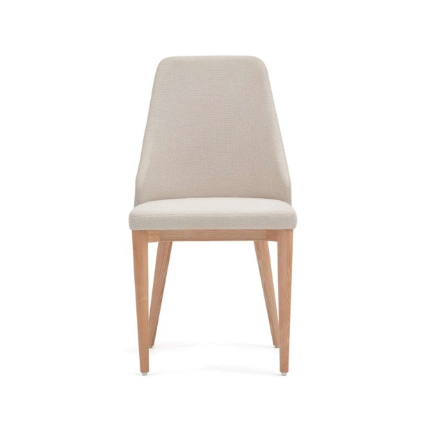 Silla Rosie chenilla beige/patas fresno natural - Kave Home