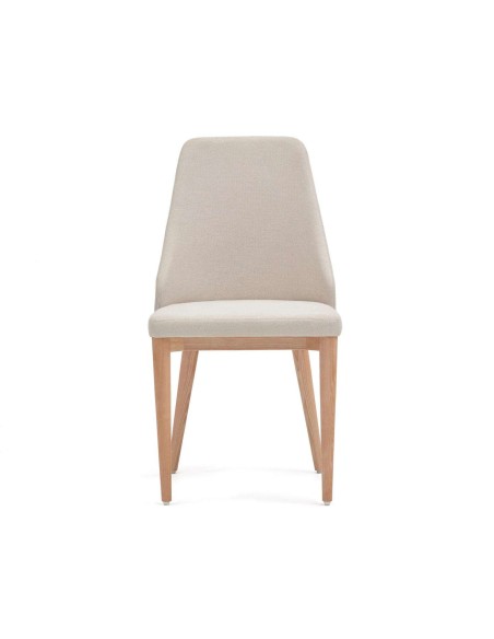 Silla Rosie chenilla beige/patas fresno natural - Kave Home