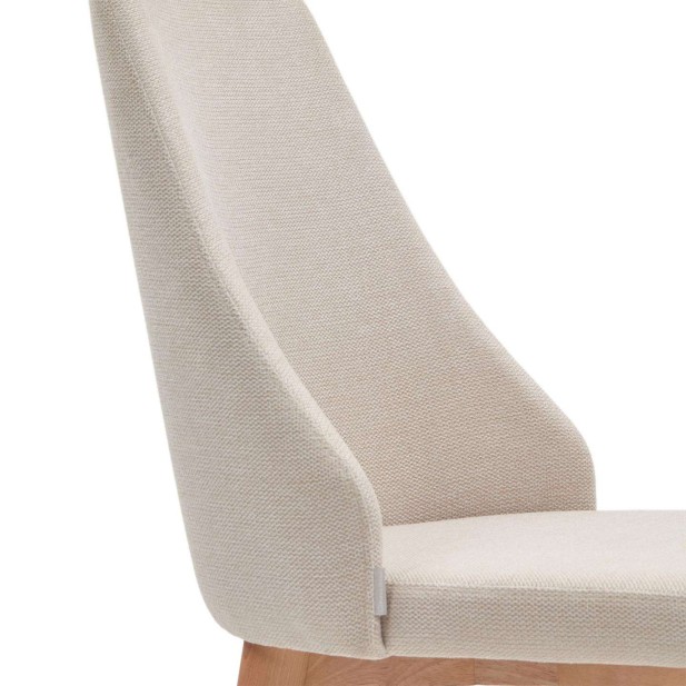 Silla Rosie chenilla beige/patas fresno natural - Kave Home