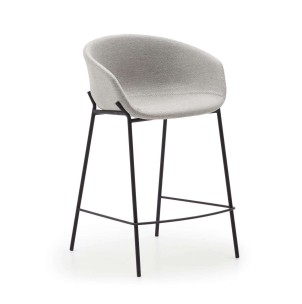 Taburete Yvette 74 cm gris claro/acero negro - Kave Home. CC1081VD14. Vackart, tu tienda de diseño