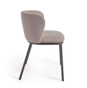 Silla Ciselia chenilla marrón claro/acero negro - Kave Home 2