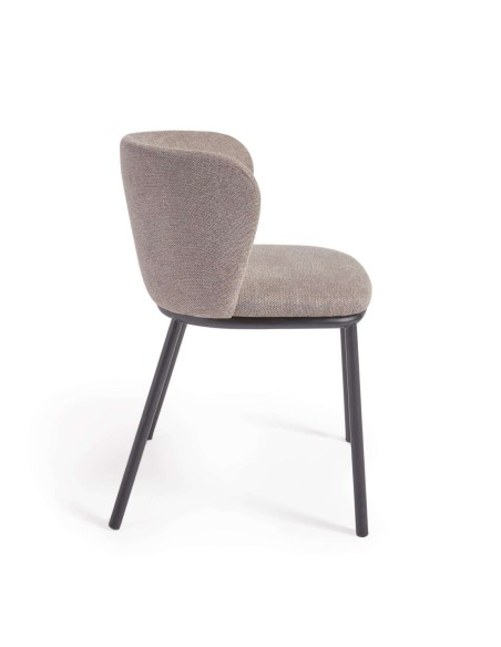Silla Ciselia chenilla marrón claro/acero negro - Kave Home
