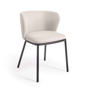 Silla Ciselia chenilla beige/acero negro - Kave Home. CC3000KY12. Vackart, tu tienda de diseño