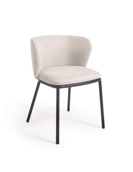 Silla Ciselia chenilla beige/acero negro - Kave Home