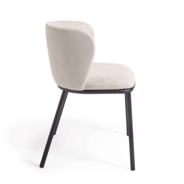 Silla Ciselia chenilla beige/acero negro - Kave Home