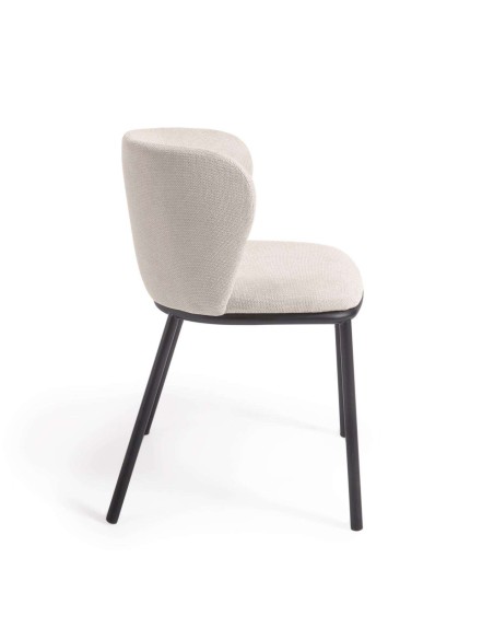 Silla Ciselia chenilla beige/acero negro - Kave Home