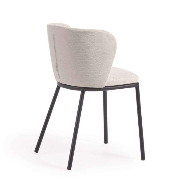 Silla Ciselia chenilla beige/acero negro - Kave Home