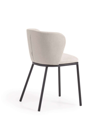 Silla Ciselia chenilla beige/acero negro - Kave Home