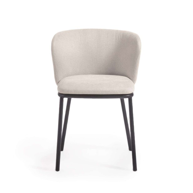 Silla Ciselia chenilla beige/acero negro - Kave Home