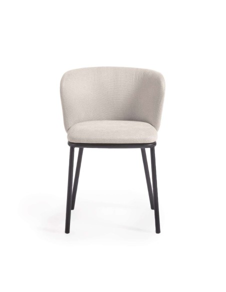 Silla Ciselia chenilla beige/acero negro - Kave Home