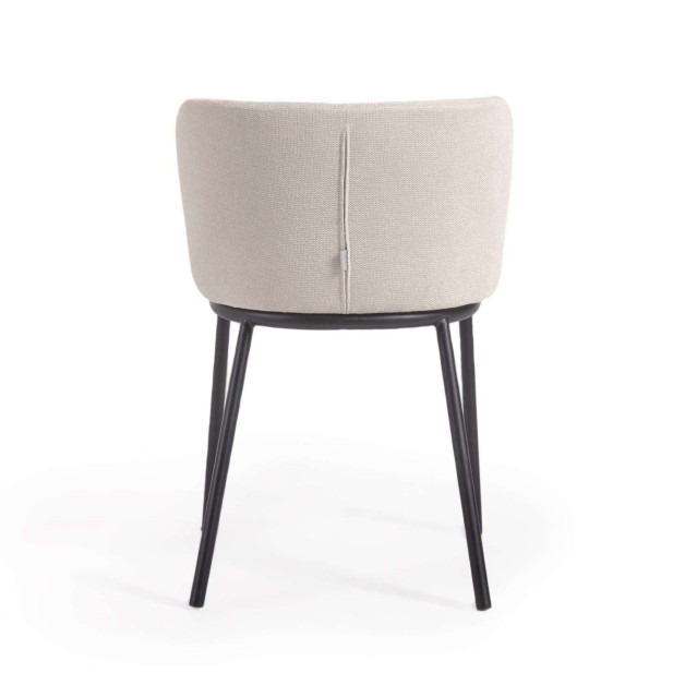 Silla Ciselia chenilla beige/acero negro - Kave Home
