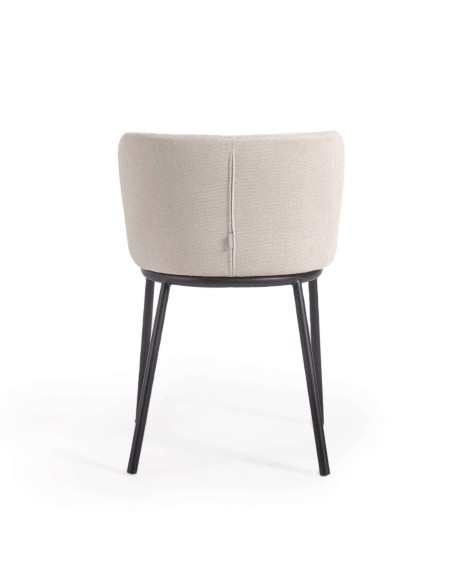 Silla Ciselia chenilla beige/acero negro - Kave Home