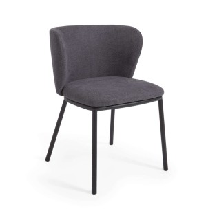 Silla Ciselia chenilla gris oscuro/acero negro - Kave Home. CC3000KY15. Vackart, tu tienda de diseño