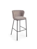 Taburete Ciselia 75 cm chenilla marrón claro/acero negro - Kave Home