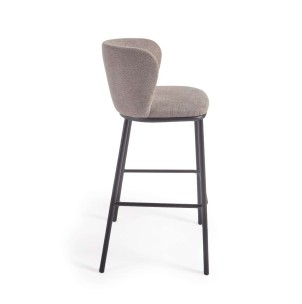 Taburete Ciselia 75 cm chenilla marrón claro/acero negro  - Kave Home 2