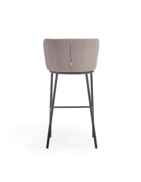 Taburete Ciselia 75 cm chenilla marrón claro/acero negro  - Kave Home
