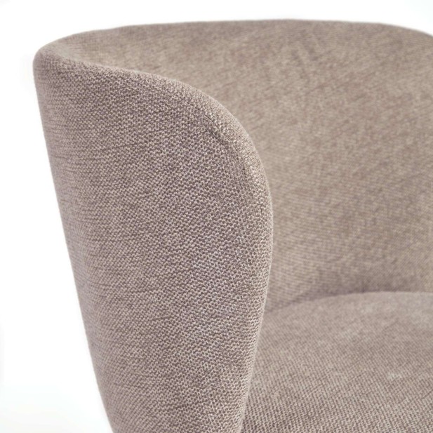 Taburete Ciselia 75 cm chenilla marrón claro/acero negro  - Kave Home Taburete Ciselia 75 cm chenilla marrón claro/acero negro  - Kave Home
