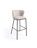 Taburete Ciselia 75 cm chenilla beige/acero negro - Kave Home